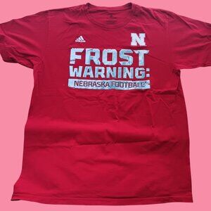 Women's Large Adidas Nebraska Football Frost Warning Red T-Shirt 100% Cotton